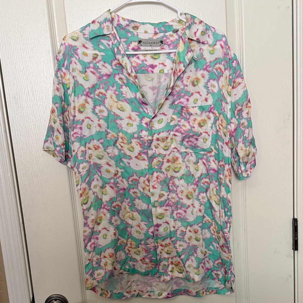 All Saints Floral shirt in Pink and Green